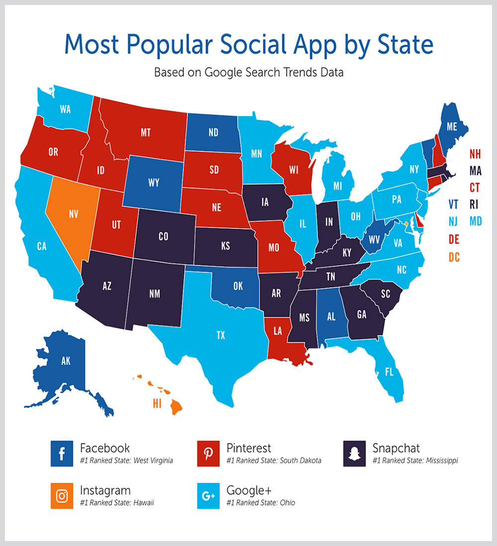 Most Popular Social Media Apps in Each State